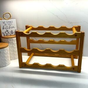 Wood Wine Rack Tabletop Bar decor wine storage vintage holds water bottle too!